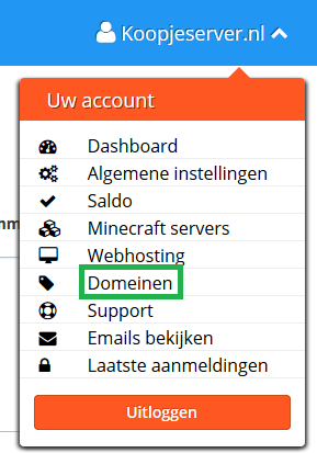 Accout menu - domeinen
